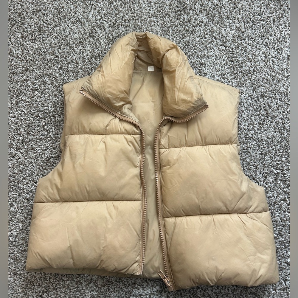 Tan Puffer Vest WORN ONCE